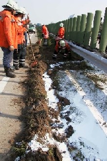 Auffangbehälter im Mittelstreifen